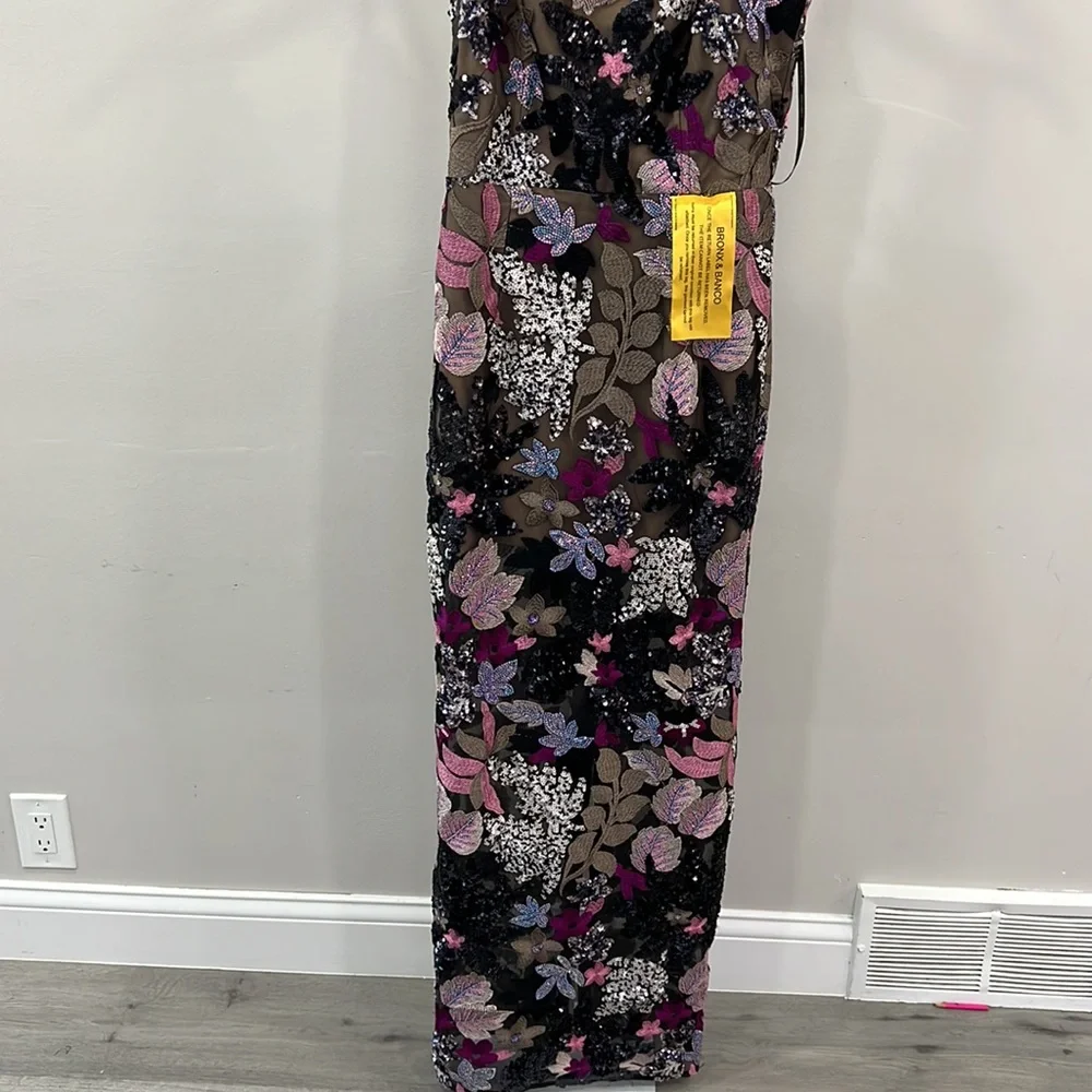 BRONX AND BANCO Dahlia Leona Embroidered Gown in Silver Multi - Picture 4 of 14